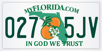 FL license plate 0275JV