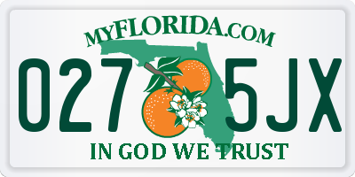FL license plate 0275JX