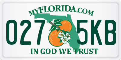 FL license plate 0275KB