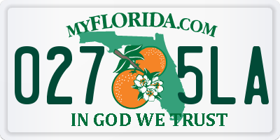 FL license plate 0275LA