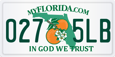 FL license plate 0275LB