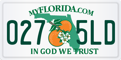 FL license plate 0275LD