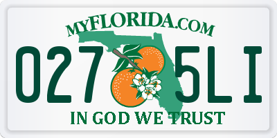 FL license plate 0275LI