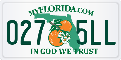 FL license plate 0275LL