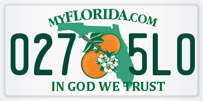 FL license plate 0275LO