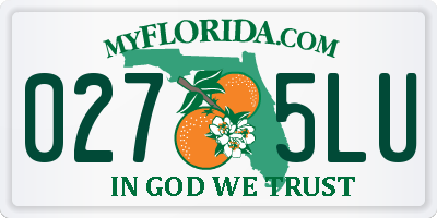 FL license plate 0275LU