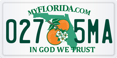 FL license plate 0275MA