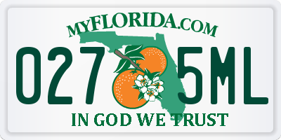 FL license plate 0275ML