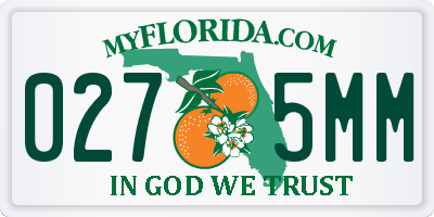 FL license plate 0275MM