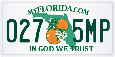 FL license plate 0275MP