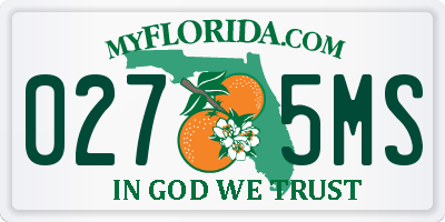 FL license plate 0275MS