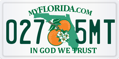 FL license plate 0275MT