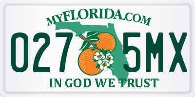 FL license plate 0275MX