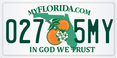 FL license plate 0275MY