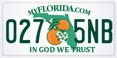 FL license plate 0275NB