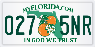 FL license plate 0275NR