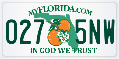 FL license plate 0275NW