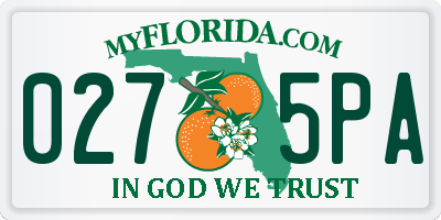 FL license plate 0275PA