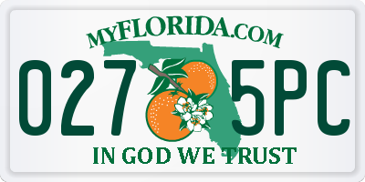 FL license plate 0275PC