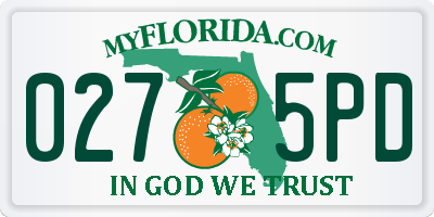 FL license plate 0275PD