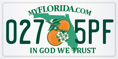 FL license plate 0275PF