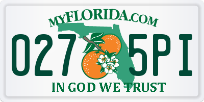 FL license plate 0275PI