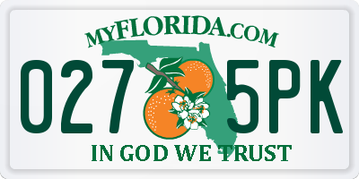 FL license plate 0275PK