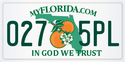 FL license plate 0275PL