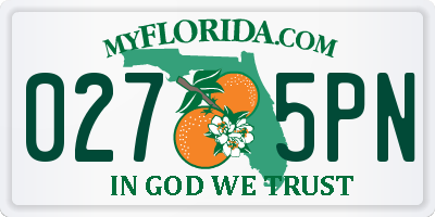 FL license plate 0275PN