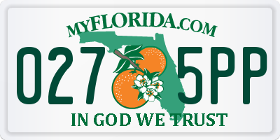 FL license plate 0275PP