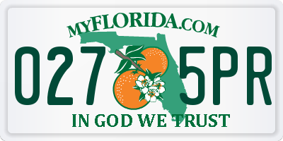 FL license plate 0275PR