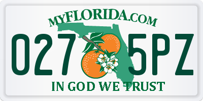 FL license plate 0275PZ