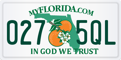 FL license plate 0275QL