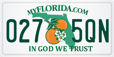 FL license plate 0275QN