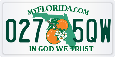 FL license plate 0275QW