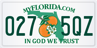 FL license plate 0275QZ