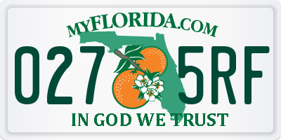 FL license plate 0275RF