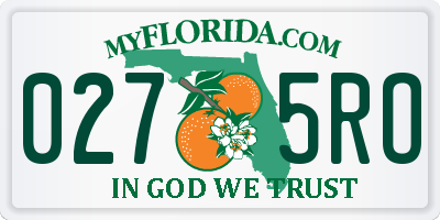 FL license plate 0275RO
