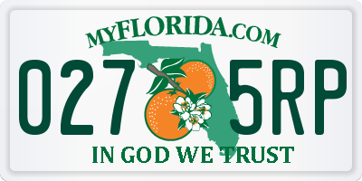 FL license plate 0275RP