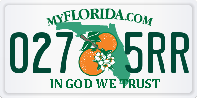 FL license plate 0275RR