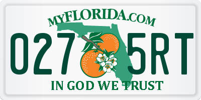 FL license plate 0275RT
