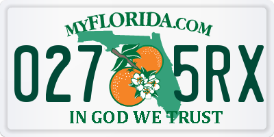 FL license plate 0275RX