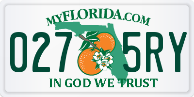 FL license plate 0275RY