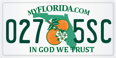 FL license plate 0275SC