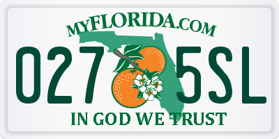 FL license plate 0275SL