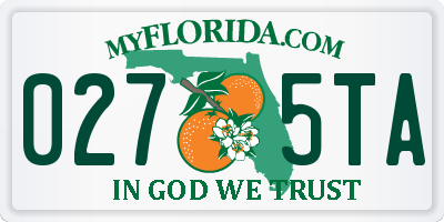 FL license plate 0275TA