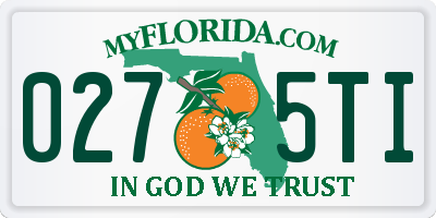 FL license plate 0275TI