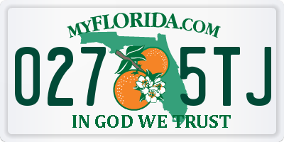FL license plate 0275TJ