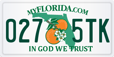 FL license plate 0275TK