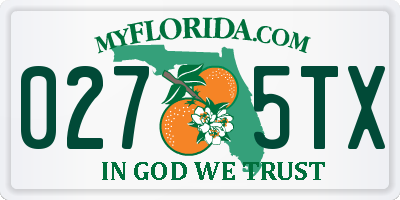 FL license plate 0275TX